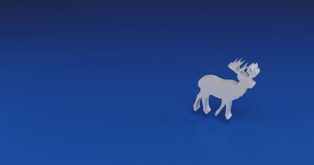 Poster - Isolated realistic white deer symbol with shadow. Located on the right side of the scene. 3d illustration on transparent background