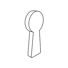 Poster - The outline of a large keyhole symbol is made with black lines. 3D view of the object in perspective. Vector illustration on white background