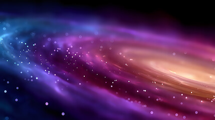 Poster - Cosmic abstract background with vibrant purple, blue and orange colors swirling in space with glowing particles and light effects creating magical atmosphere.