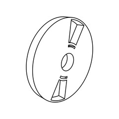 Poster - The outline of a large cd symbol is made with black lines. 3D view of the object in perspective. Vector illustration on white background