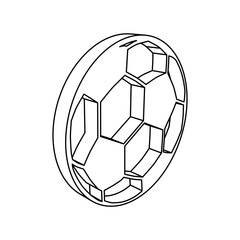 Poster - The outline of a large football symbol is made with black lines. 3D view of the object in perspective. Vector illustration on white background