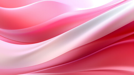 Poster - Smooth flowing curves in shades of pink and white create elegant abstract waves and folds, suitable for romantic and feminine design backgrounds.