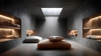 Poster - A serene and elegant minimalist space featuring natural materials clean lines and a calming contemplative atmosphere