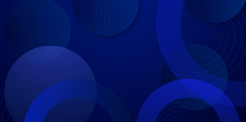 Poster - Abstract blue neon geometric light background. Abstract glowing circle lines on dark blue background. Futuristic concept. Banners, posters, covers, wallpapers. Vector illustration.