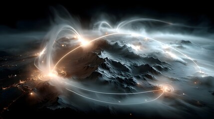 Poster - Vibrant cosmic energy swirling and converging within the ethereal depths of a captivating enigmatic nebula in the vast expanse of deep space