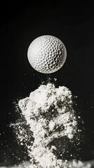 Wall Mural - a golf ball is on a field of sand. the ball is white and has a black spot on it