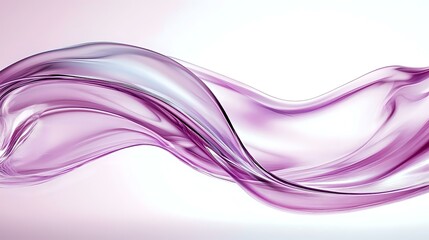 Poster - Elegant flowing pink and purple transparent waves create dynamic motion against white background, suitable for modern business designs and abstract layouts.