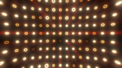 Poster - Glowing golden-yellow rings form a symmetrical tunnel of light and shadow, evoking speed and futuristic energy