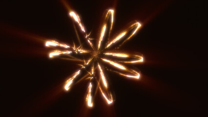 Poster - Radiant golden energy loops intertwine in a mesmerizing abstract formation on a dark background