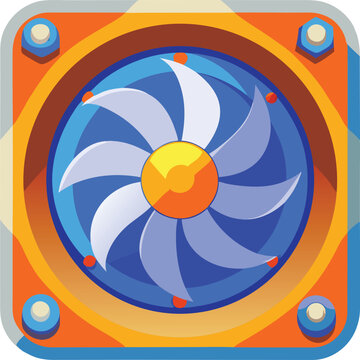 Stylized illustration of a circular cooling fan