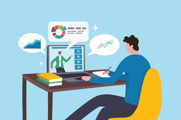 online study learning course or internet education webinar, remote e-learning, teaching online or ex