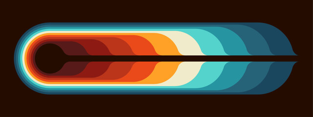 Poster - A simple abstract design in a retro style featuring colorful rounded shapes. Vector illustration.
