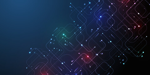 Poster - Motherboard technology abstract texture design. Creative idea AI banner concept for internet technology. Software coding. Digital concept for poster, cover, banner, header, web, presentation template.