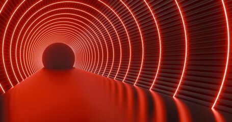 Poster - Futuristic architecture background neon arch tunnel 3d render