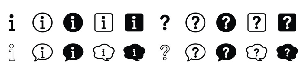 Poster - Set of question mark and exclamation mark icons. FAQ signs, help. Help speech bubble sign, vector illustration.