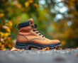 © jsni - Tan Leather Hiking Boot – Matte Finish with Black Laces and Metal Eyelets