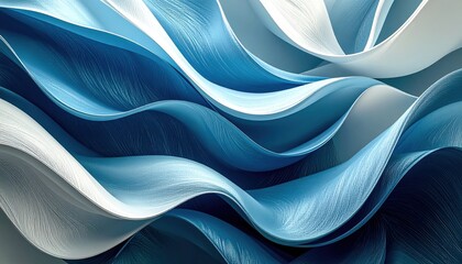 Poster - Abstract Blue And White Wave Design