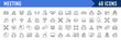 © iiierlok_xolms - Meeting web icon set in line style. Conference, team, brainstorm, seminar, interview, collection. Vector illustration.