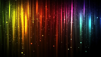 Poster - Rainbow light stream in darkness image render 3d. Futuristic technology of data exchange. Innovation in metaverse background realistic graphic. Conceptual idea, visual storytelling