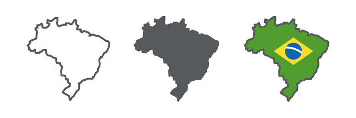 Aufkleber - Map of Brazil icon collection, country and geography, brazil map sign vector set graphics, editable stroke linear icon, eps 10