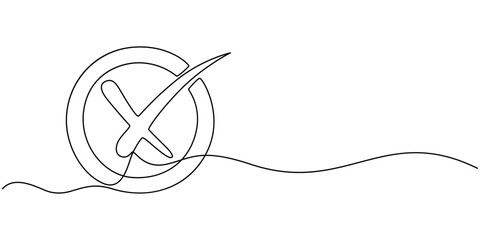 Poster - Long line cross icon. X. Continuous line. Vector illustration, Continuous one line drawing Wrong Mark, Continuous one line drawing Wrong Mark. Line Art wrong Marks Symbol. wrong mark continuous one.
