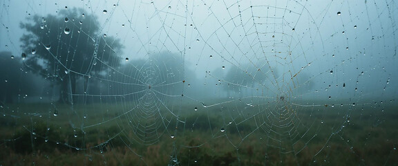 macro large spider web close-up horizontal