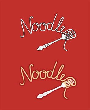 Noodle lettering with fork on white