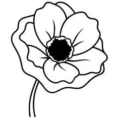 Poster - Photorealistic red poppy flower illustration with delicate petals and stem