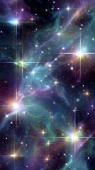 Wall Mural - Cosmic Nebula with Vibrant Purple Blue and Green Hues