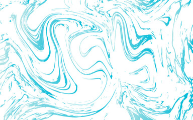 Poster - Abstract marbled background with fluid swirls of bright cyan, electric blue, and white. Showcases smooth, organic curves and chaotic flowing patterns that mimic liquid or ink motion.