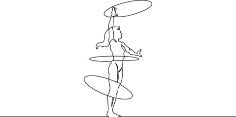 Poster - Continuous one line drawing circus artist. Circus. The juggler juggles. Circus performance. One continuous line isolated minimal illustration.Not AI.