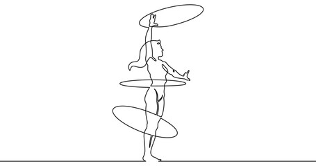 Poster - Continuous one line drawing circus artist. Circus. The juggler juggles. Circus performance. One continuous line isolated minimal illustration.Not AI.