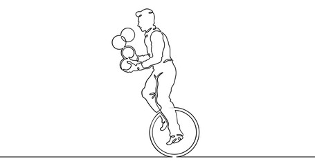 Poster - Continuous one line drawing circus artist. Circus. The juggler juggles. Circus performance. One continuous line isolated minimal illustration.Not AI.
