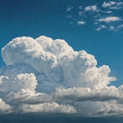 Poster - Majestic clouds in white and gray contrast with the deep blue sky as the sun sets, casting a warm glow over the landscape Generative AI