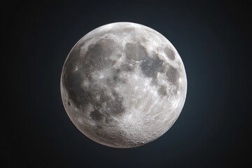 Wall Mural - Full Moon at Night, Gray and Silver Celestial Sphere in Dark Sky