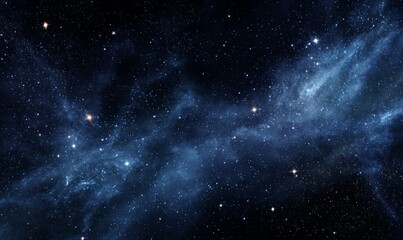 Wall Mural - Dark Blue Cosmic Nebula With Bright Stars and Galactic Dust