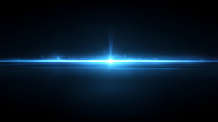 Poster - Glowing horizontal blue light line with radiant shine and beam effect. Futuristic energy streak with shimmer, flare, and neon glow. Perfect for digital highlights. 