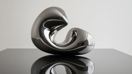Poster - Abstract metallic sculpture displaying smooth curves and modern design