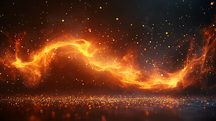 Poster - Fiery nebula abstract background with sparks and glitter creates a striking and energetic visual display perfect for fantasy or scifi projects