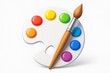 © Khalida - 3D icon of palette brush and paints Realistic creative tools isolated for art illustration