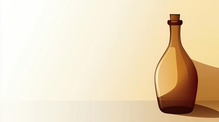 Poster - Elegant Brown Glass Bottle on Simple Background with Soft Shadow