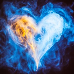 Poster - Artistic depiction of a heart formed by colorful smoky clouds