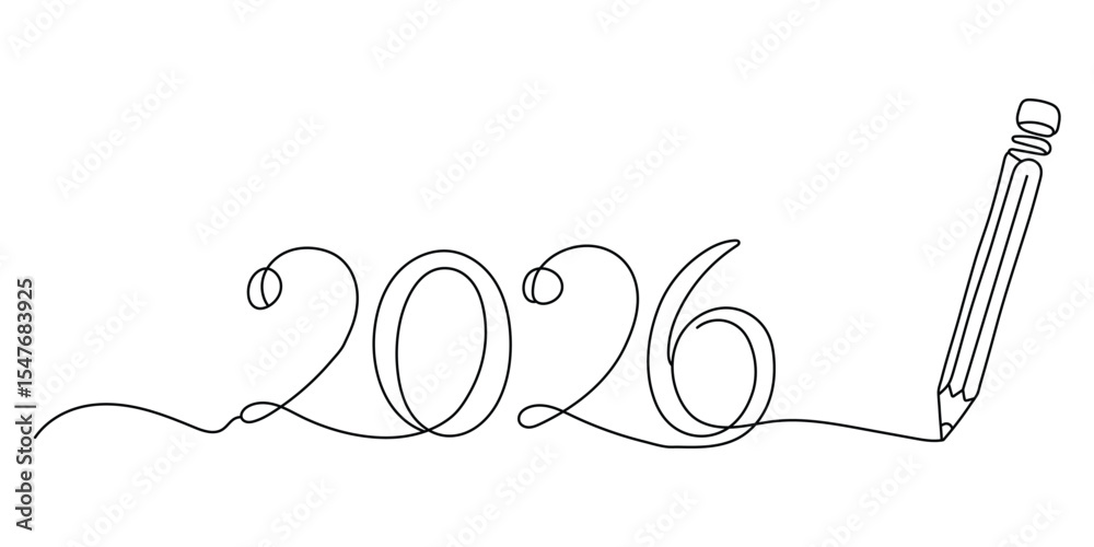 Pencil And Pen Drawing 2026.2026 continuous line drawing, One line drawing style with a pen on the ...
