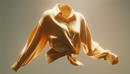 Poster - Soft golden drapery creates a stunning visual, highlighting unique fabric textures and style elements. The minimalist background enhances the vibrant colors and graceful flow of the cloth.