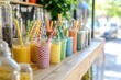© Thanapong - Vibrant smoothie bar experience urban setting beverage showcase bright environment close-up viewpoint refreshing concept for health enthusiasts