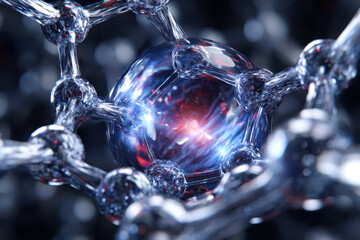 Poster - Microscopic view of molecular structure demonstrating intricate connections and glowing core