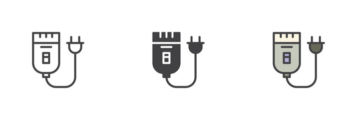 Aufkleber - Hair clipper icon set in line, solid and filled outline style