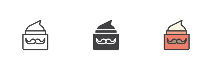 Aufkleber - Shaving cream bowl icon set in line, solid and filled outline style