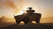 © JNCK DESIGN - Military vehicle in desert at sunset