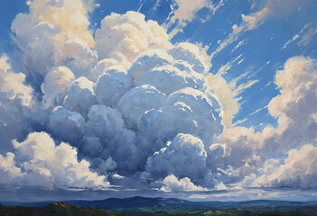 Poster - As vibrant light dances on the dramatic clouds, a serene landscape unfolds beneath, capturing the beauty of nature at dusk, where every moment inspires reflection and wonder Generative AI